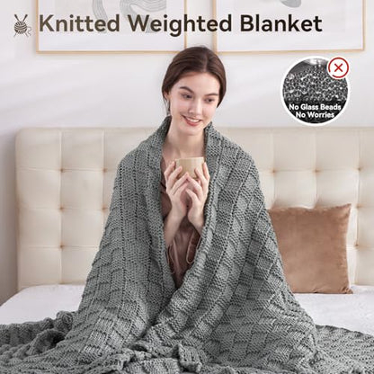 Weighted Blanket for Adults 36x48 Inches 5lbs No Beads Knitted Comfort Light Grey