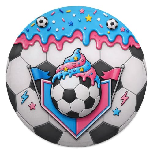 Soccer Ice Cream Drip Round Blanket 60 Inch Kids Teens Fans Gift