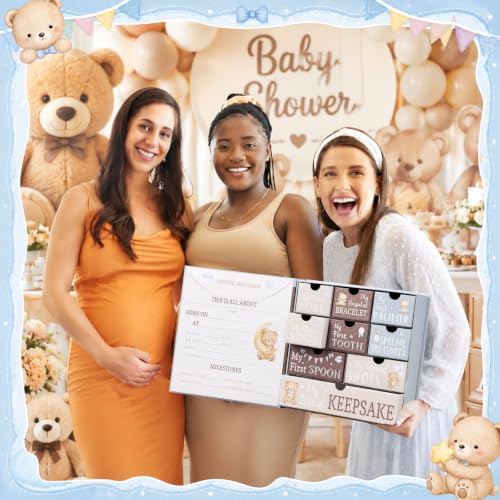 Baby Keepsake Box Teddy Bear First Year Organizer with Personalization