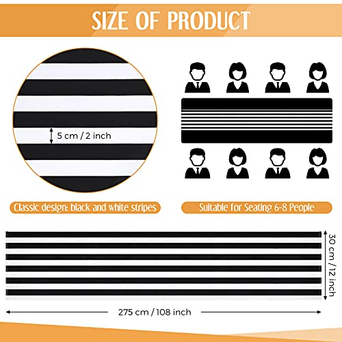 Breling 6 Pack Black and White Striped Table Runner - 12 x 108 Inches, Indoor & Outdoor Decor