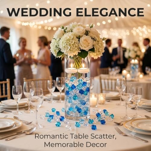 Blue Acrylic Ice Rocks for Vase Fillers - 560 Pack, Aquarium & Decor