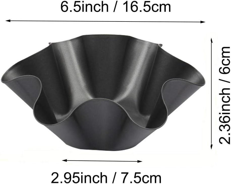 Skiennix Tortilla Pan Set - 6 Pack Carbon Steel Non-Stick Taco Shell Makers with Silicone Potholder & Basting Brush - Black