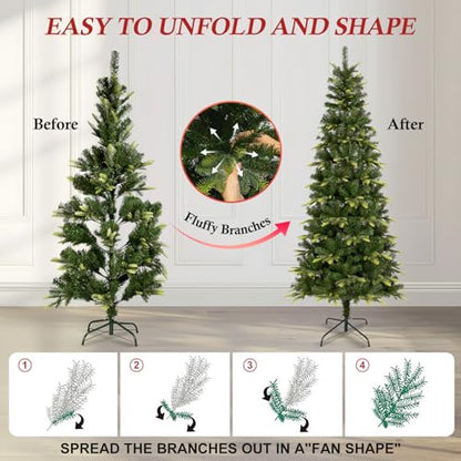 Uten 7.5ft Slim Christmas Tree with 800 Branch Tips, Foldable Metal Stand, Easy Assembly - Green, Variation of THIS listing