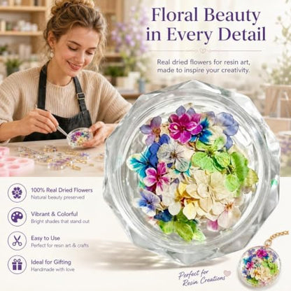 Color 6 Dried Flowers for Nail Art, Natural Pressed Botanical Accents, 1 Piece