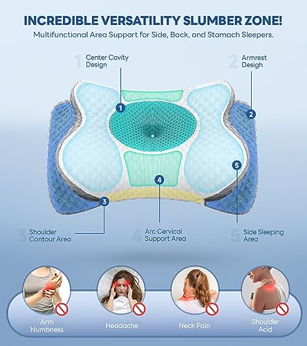 No More Aches Neck Pillow - Cloud Grey, Adjustable Cervical Memory Foam Support