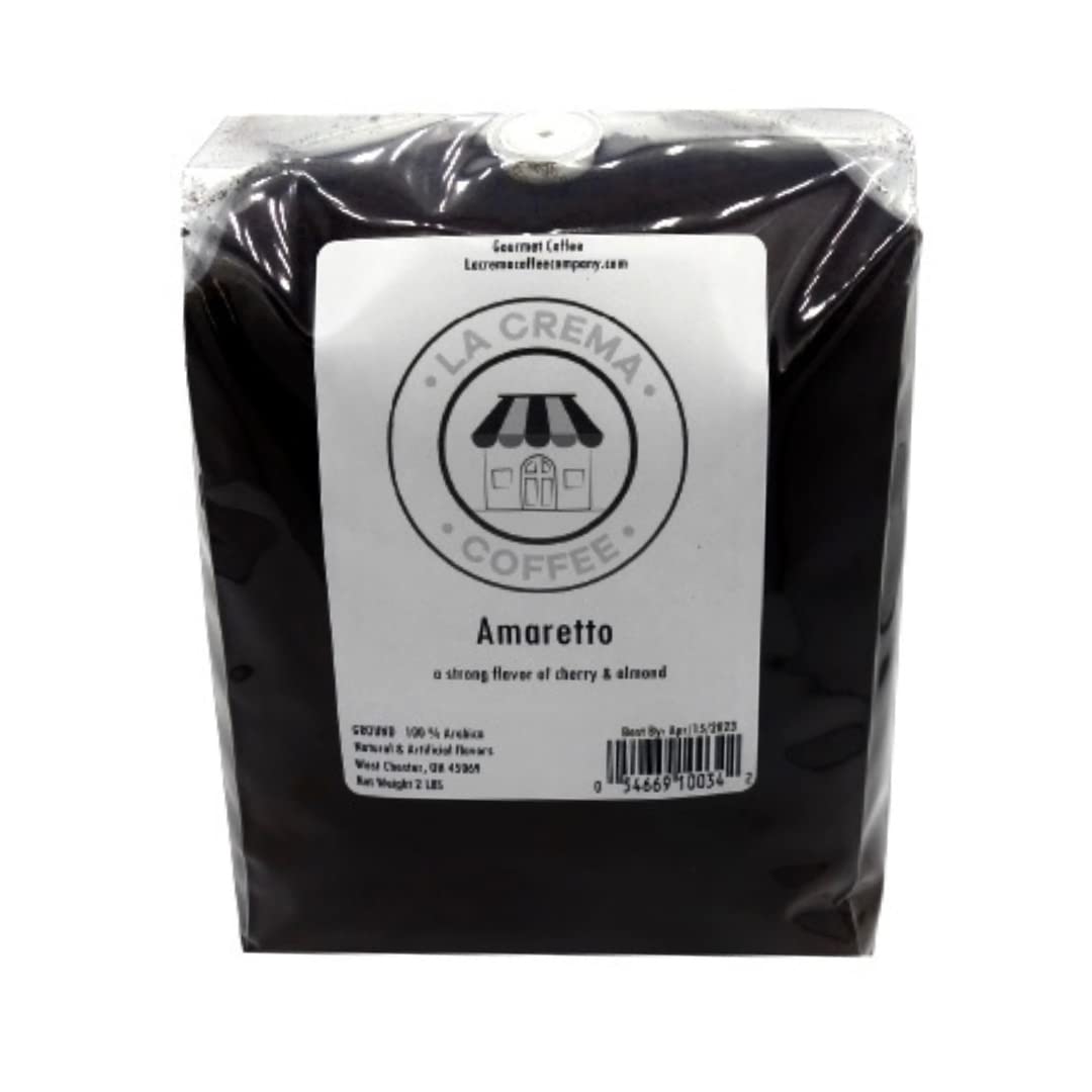 La Crema Coffee Amaretto 2-Pound Package | Top Notch Quality Coffee | Allergen Free | Gluten Free | Sugar Free | Always Roasted Fresh to Order