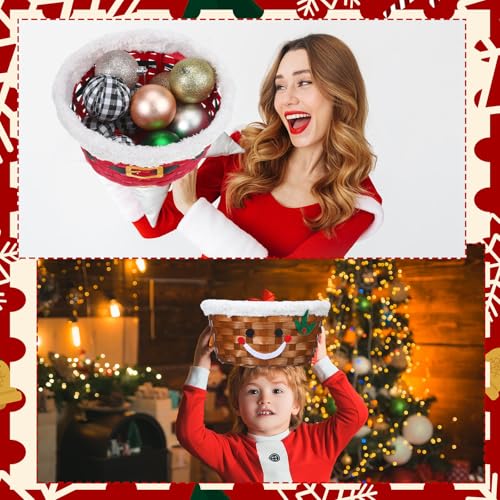 Youyole Classic Christmas Gift Basket Set - Woven Bamboo Santa Gingerbread Snacks