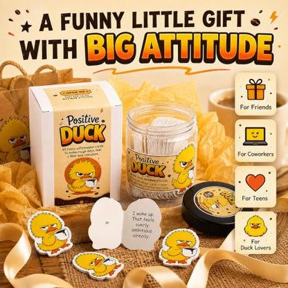Positive Duck Jar - Funny Sarcastic Duck Cards for Daily Support - Duck Coffee Variation