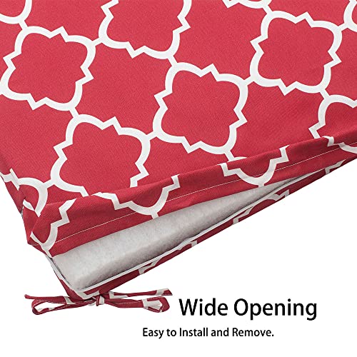 Outdoor Indoor Cushion Cover Replacement 2 Pack Water-Resistant Red Geometry 20x18x4 Inch