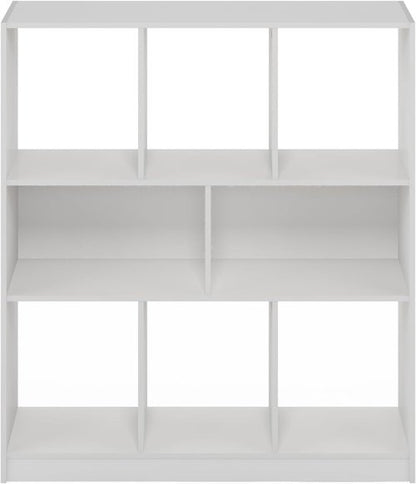 Furinno DALY Bookshelf - 8-Cube Horizontal Storage Organizer | White, 10.9" x 35.4" x 39.4" for Home & Office