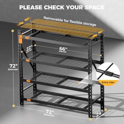 Heavy Duty Storage Shelves 6000LBS Capacity 72x24x72 Inches - CAMMOO