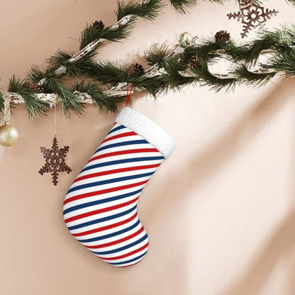 Christmas Stocking Hanging Decoration - Striped Holiday Socks 17.7 Inch - Color 16