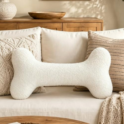 Bone Shaped Long Body Pillow Decorative Cushion Plush Pillow Cream - WLAMOZ
