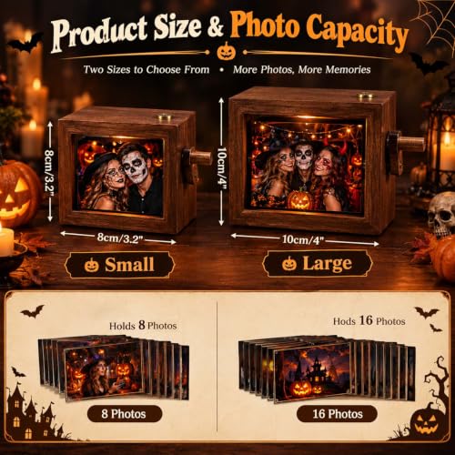 Custom Photo Flip Box with Wooden Frame, LED Light & Music - Personalized Keepsake