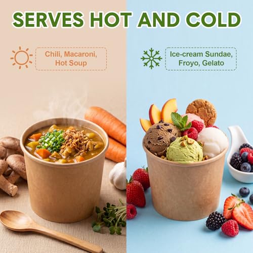 Disposable Kraft Ice Cream Cups 11 oz Dark Brown - 200 Pack