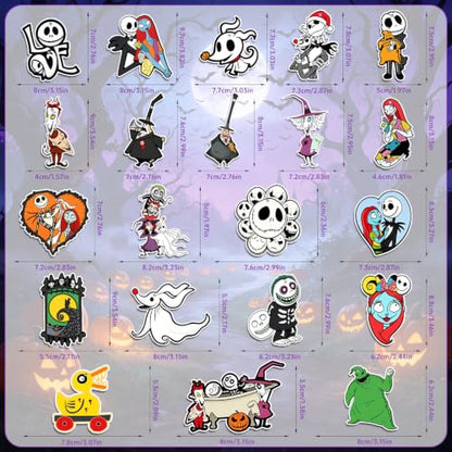 Halloween Christmas Wooden Nightmare Tree Ornaments Set - 36 Pieces