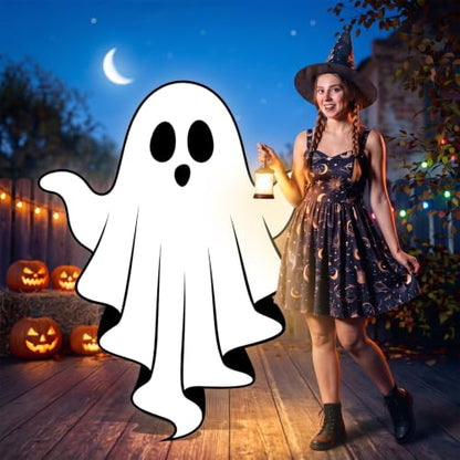 Halloween Ghost Cardboard Cutout with Base - 5 Ft Spooky Photo Prop