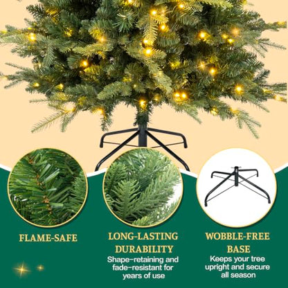 6 ft Prelit Aspen Fir Christmas Tree - Slim Blue Spruce Holiday Decor