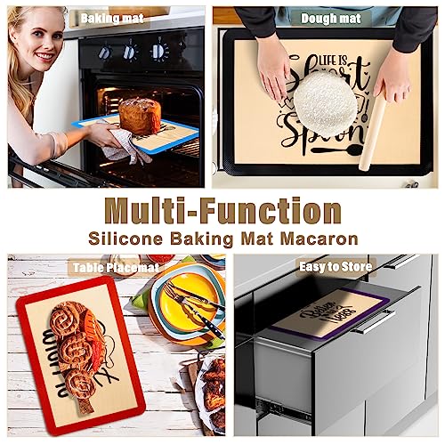 Silicone Baking Mat Set 4 Pieces Non-Stick Oven Liners 16.5 x 11.6 Inches