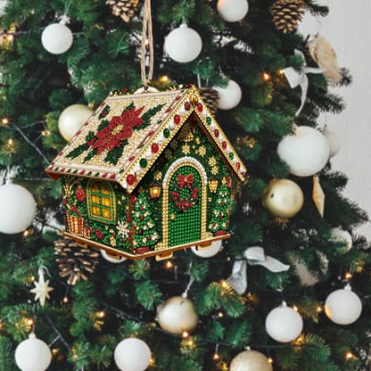 Reindeer Wooden House Christmas Craft Kit with Pearls and Glitter