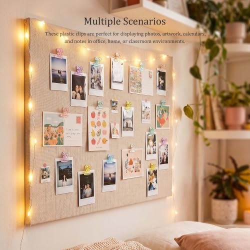 Push Pin Clips - Decorative Multicolor Thumbtacks with Clips, 48 Pieces