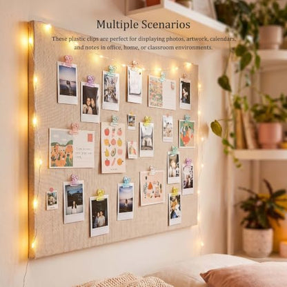 Push Pin Clips - Decorative Multicolor Thumbtacks with Clips, 48 Pieces