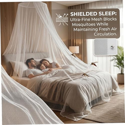 Princess Lace Bed Canopy - No Assembly Mosquito Net for Beds, White 23.6x102.4x315 Inches