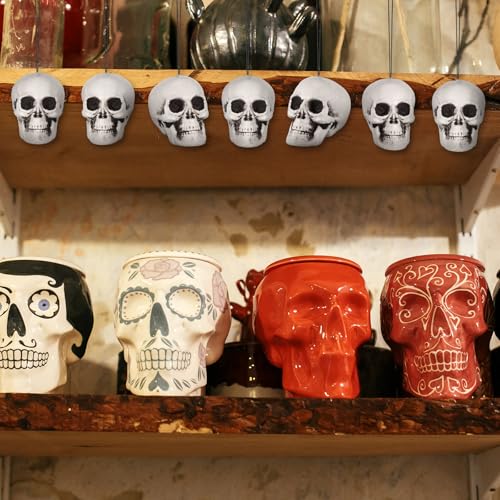 24 Pcs Halloween Skull Hanging Tree Ornaments - Realistic Plastic Decorations, 3.15x2.8x2.17 Inches
