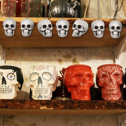 24 Pcs Halloween Skull Hanging Tree Ornaments - Realistic Plastic Decorations, 3.15x2.8x2.17 Inches