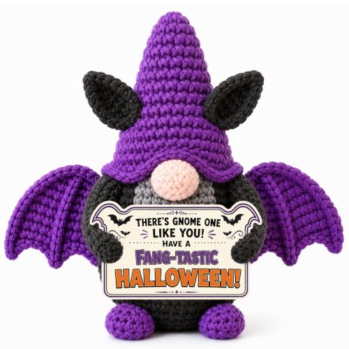 Halloween Boo Basket Stuffers for Women Teen Girls Crochet Bat Gnome - Spooky Gift Decor