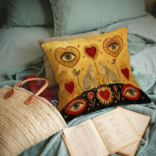 Yellow Leopard Pillow Cover 18x18 Inches - Cozy Home Decor Cushion