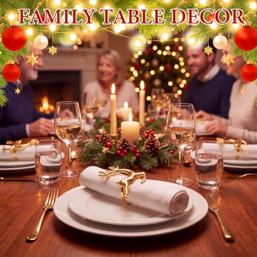 Willbond 48 Pcs Gold Reindeer Napkin Rings Holiday Table Decor - Variation of THIS listing