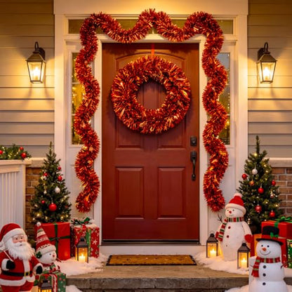 Seasonal Tinsel Garland Set of 24 - Metallic Holiday Decor for Christmas Halloween & More