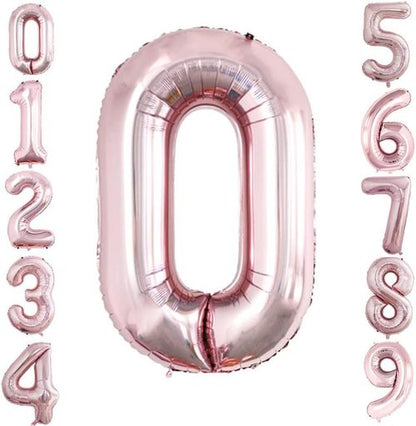 GOER Rose Gold Foil Balloons - Number 0 for Milestone Birthdays & Anniversaries | 3-Pack (42", 32", 16")