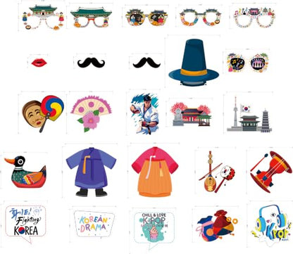 South Korea Photo Booth Props Decorations - Reusable Party Supplies