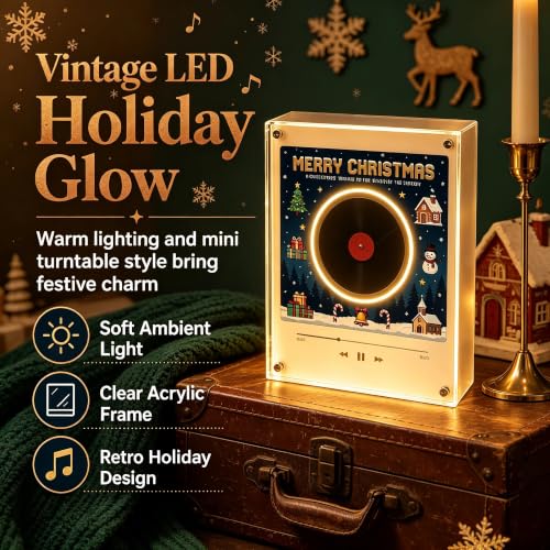 1PC Christmas Mini Vinyl Record Player Fridge Magnet Set - Custom Music Box Decor
