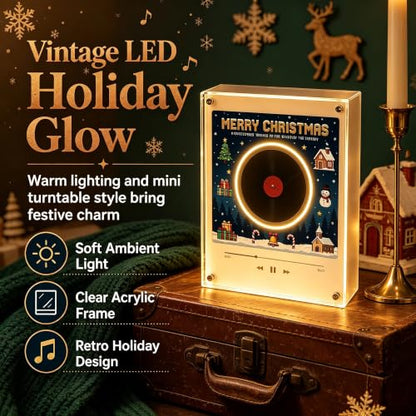 1PC Christmas Mini Vinyl Record Player Fridge Magnet Set - Custom Music Box Decor