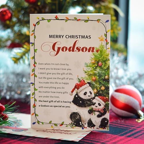 Godson Christmas Card with Envelope and Seal - Holiday Greeting Card for Godson