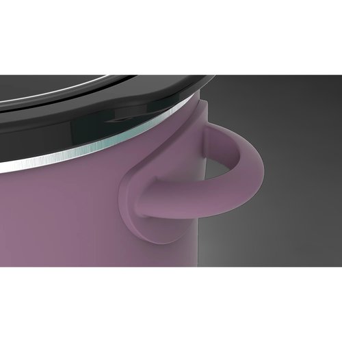 6 Quart Oval Slow Cooker, Stainless Steel Finish, Glass Lid, Adjustable Temp, Perfect for Families and Gatherings Entertaining, Purple