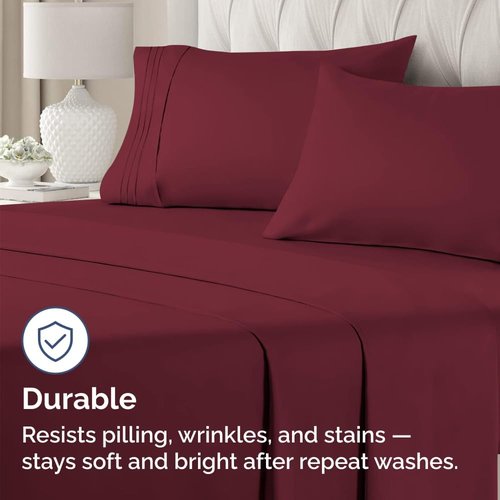 King Standard Pillow Cases | Set of 4 Soft Hotel Quality Covers - Comfy & Machine Washable - Burgundy