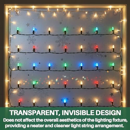 200 Pcs Mini Christmas Light Suction Cup Holders - Clear, Reusable & Easy to Install