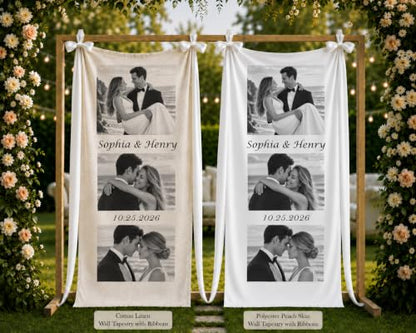 Personalized Wedding Photo Tapestry Custom Couple Backdrop Bride Gown Groomsmen