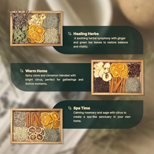 Simmer Pot Gift Set with Dried Herbs & Spices for Home Fragrance, Holiday Decor