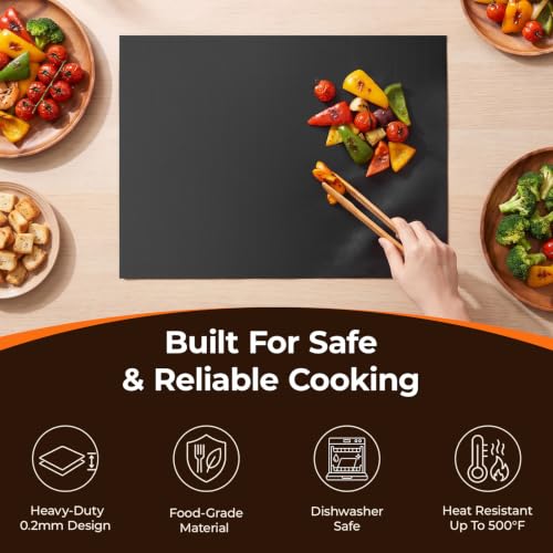 Reusable Oven Liners for Bottom of Oven - 17x25 Inch Non-Stick Mat Pack of 2