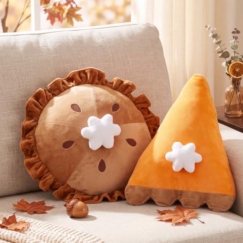 Fall Pumpkin Pie Throw Pillows - 2 Piece Thanksgiving Decor Set