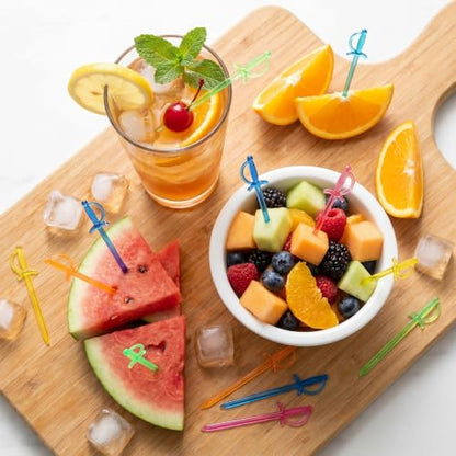 100PCS Multicolor Plastic Sword Toothpicks for Appetizers - Party Food Picks