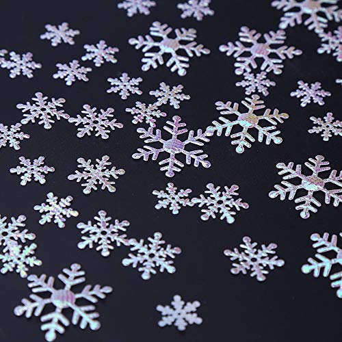 Christmas Snowflake Confetti Set - 800 Pieces Glitter Silver Sequins in 3 Sizes