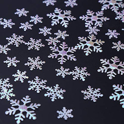Christmas Snowflake Confetti Set - 800 Pieces Glitter Silver Sequins in 3 Sizes