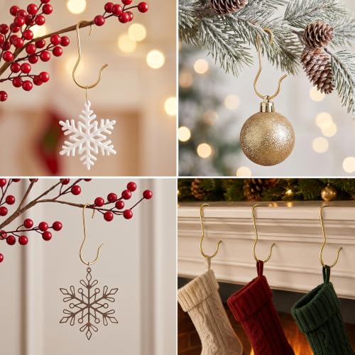 100Pcs Gold Holiday & Halloween Ornament Hooks for Christmas & Party Decor