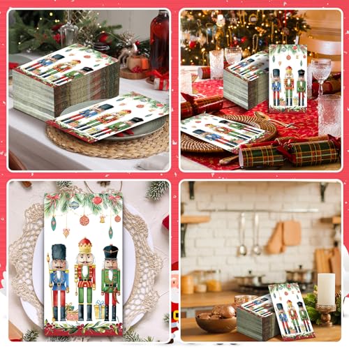 Christmas Nutcracker Guest Napkins – 200 Disposable Paper Towels for Holiday Parties